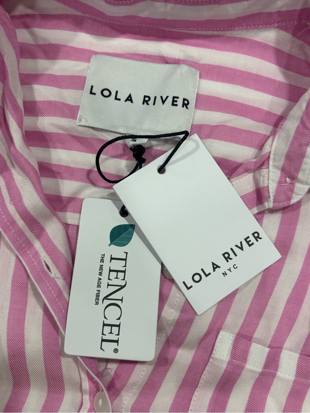 🐞Pink & White Vertical Stripe Button-Front Blouse - Picture 6 of 11